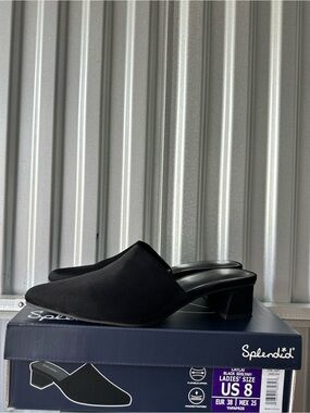 Splendid Black Suede Heeled Mule size 8